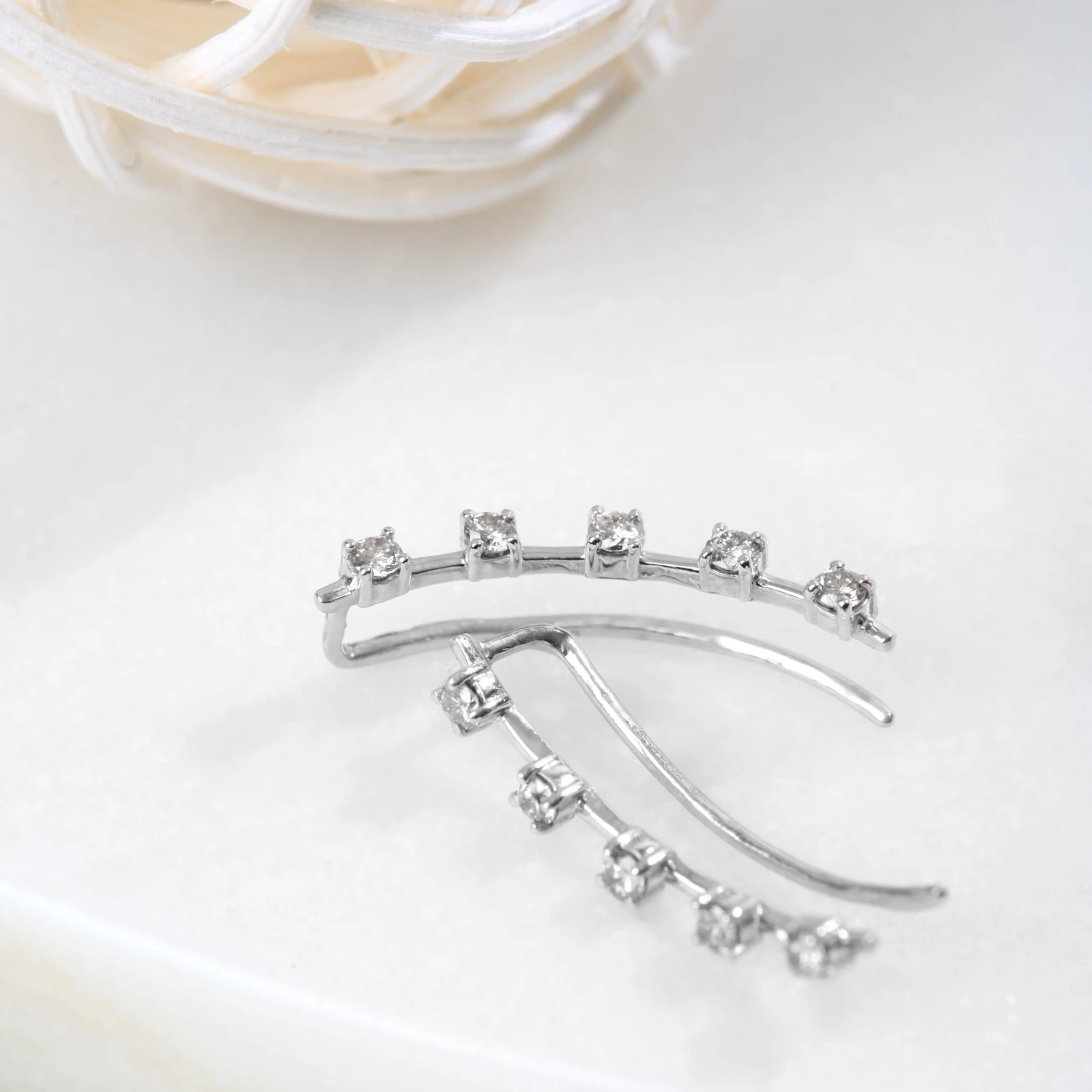 Fancy Shape Diamond Inside Out Hoop Earrings in 18k White Gold