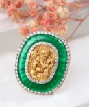 A Ganpati Embedded Green Stone Ring