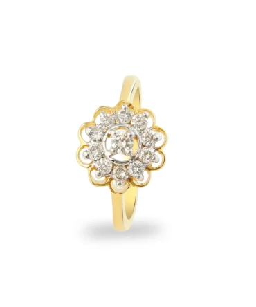 a gold ring with diamonds