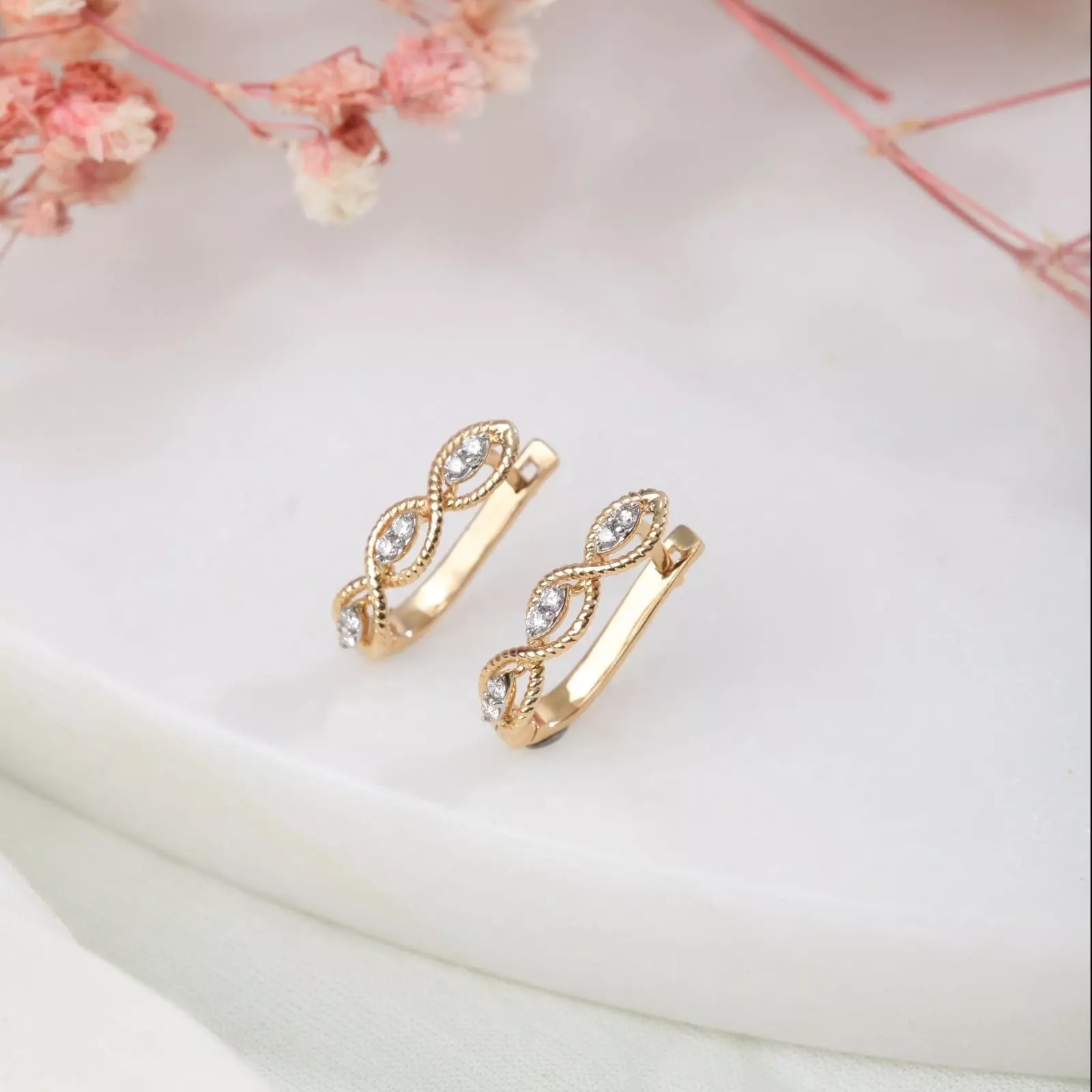 3 Diamonds Loop Earrings - Loop Earrings For Woman's
