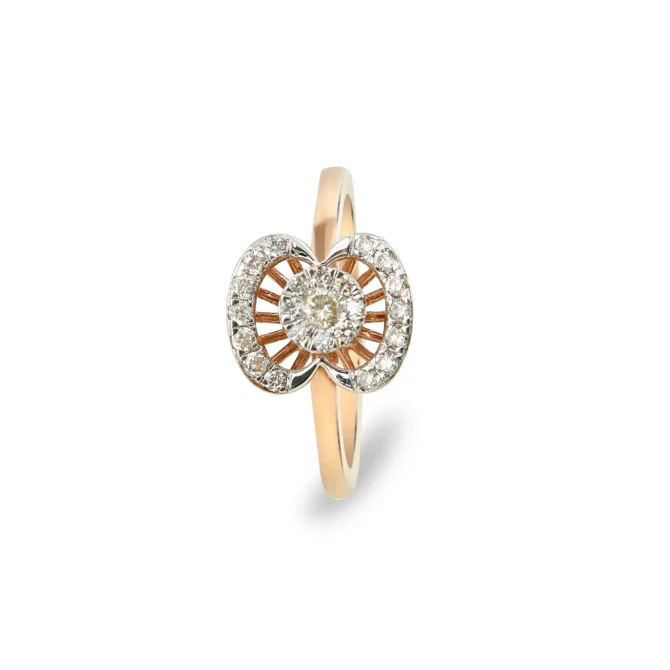 A gold butterfly studded ring with diamonds