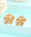 A Golden Blooming Flower Stud Earrings