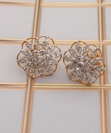 Evangeline Diamond Earring With Gold Border