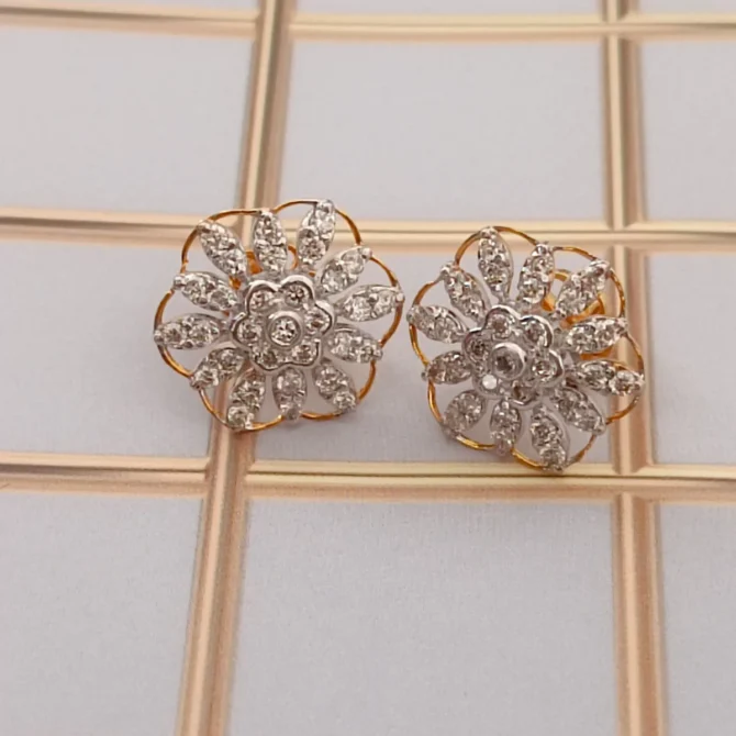 Evangeline Diamond Earring With Gold Border