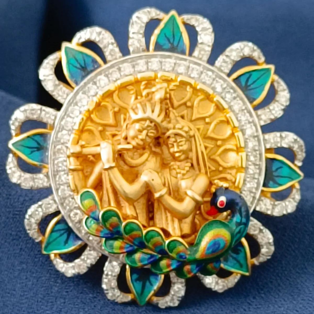 Eternal Love Radha Krishna Round Ring Jewelledgems