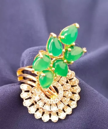 Mishika Green Stone Cocktail Ring