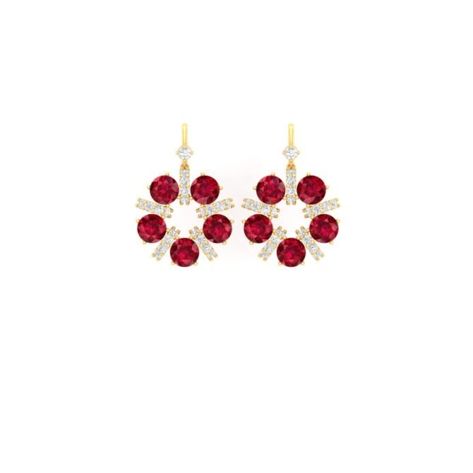 Radiant Crimson Glamour Diamond Earrings